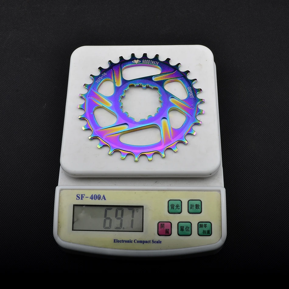 3 degrees 30T free deliv Fahrrad Kettenblatt rainbow 32 34 36 38t Engen Breite Fahrrad Kettenblatt Fur GXP XX1 XO CNC AL7075 KurbelFahrrad - Цвет: 3 degrees 30T