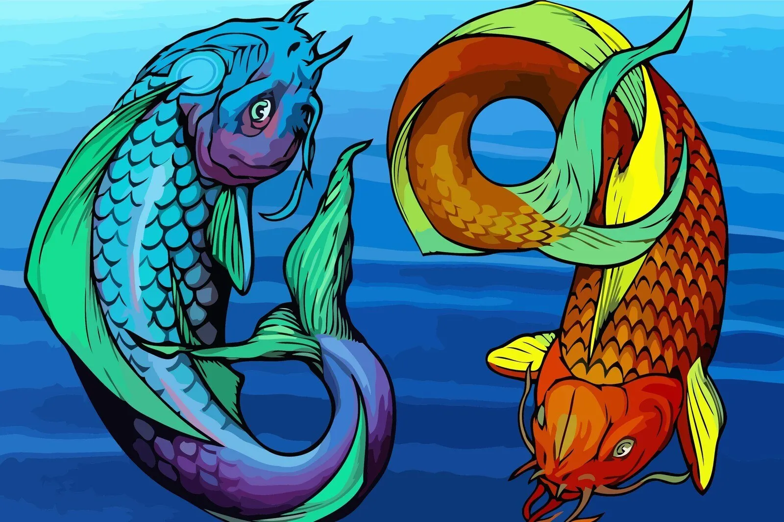 Painting by numbers on canvas art Zodiac fish sea-1584 60x40 gift anime pattern creativity | Paint By Number Package