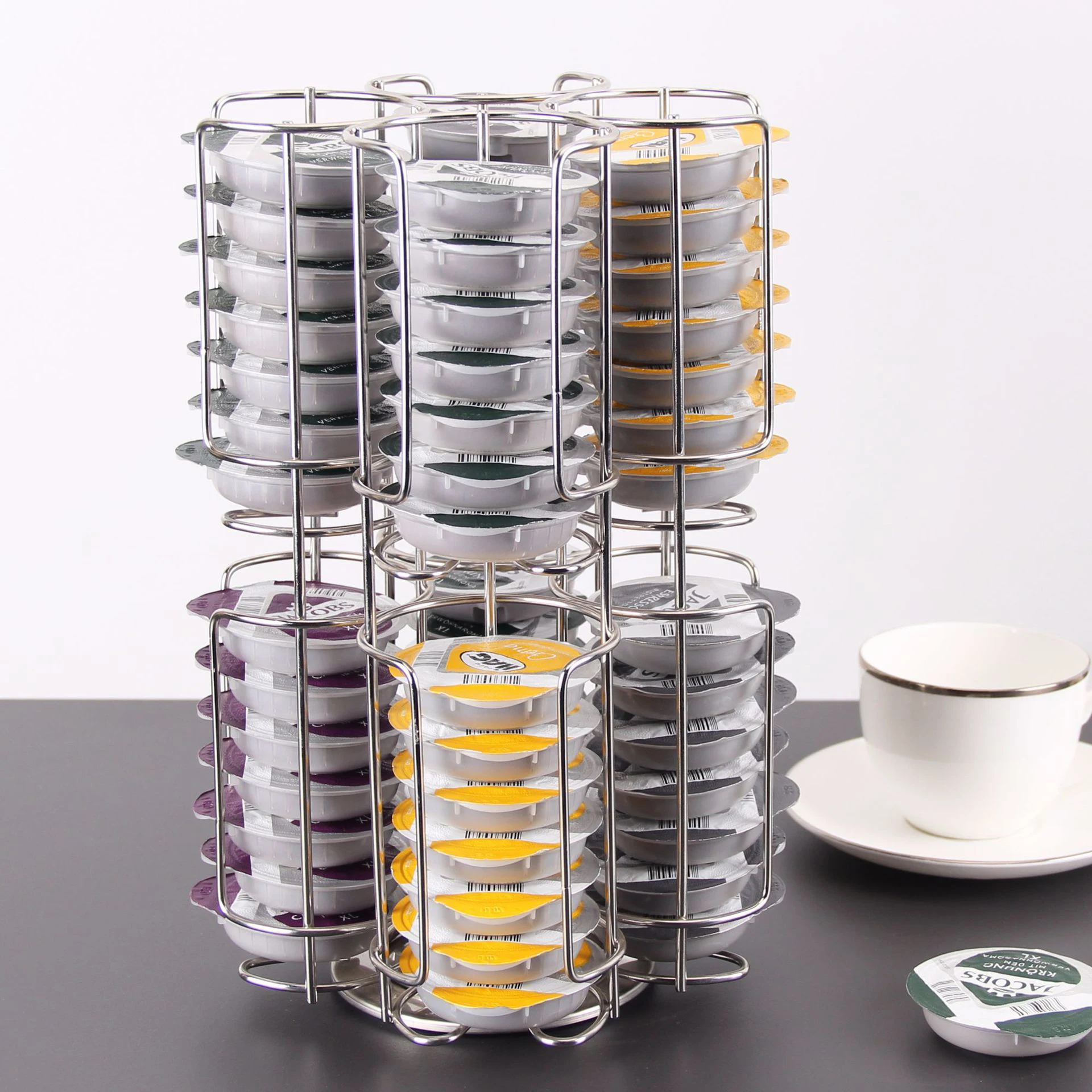 Вращающийся держатель для капсул кофе на 64 чашки стеллаж хранения подставок