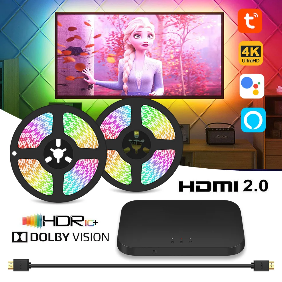 Цена 4K HDMI подсветка для телевизора ПК подсветка погружной экран Синхронизация свет совместим с Alexa Google Home Dolby Vision HDR10