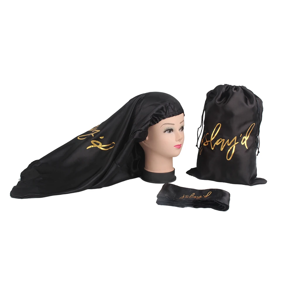 Подгонянные лого волосы компании комплекты упаковки длинный капот сатин экстра