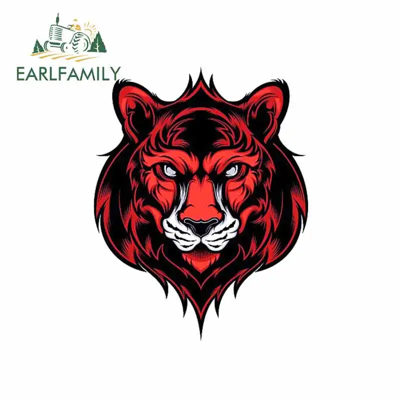 EARLFAMILY 13 см x 10,5 см для головы красного тигра, искусственная Виниловая наклейка для автомобиля, граффити, водонепроницаемое украшение для бампера