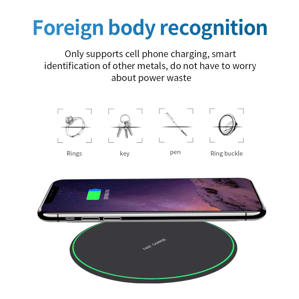 FDGAO Qi Быстрое беспроводное зарядное устройство зарядного устройства для Sansung S9 S8 Note 10 9 iPhone 11 Pro X XS XR 8 Plus 10 Вт Быстрое индукционное зарядное устройство