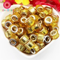 10pcs 5mm large hole silver plated tube loose murano charm beads fit original pandora bracelet chain spacer jewelry craft making