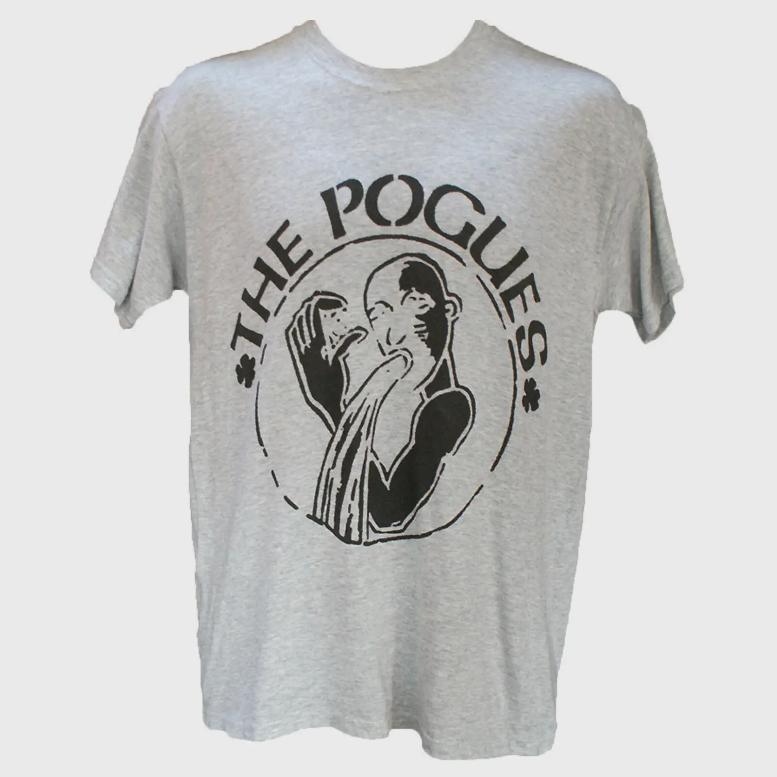 Народная футболка в стиле панк-рок POGUES flogging molly clash dubliners серая мужская с принтом
