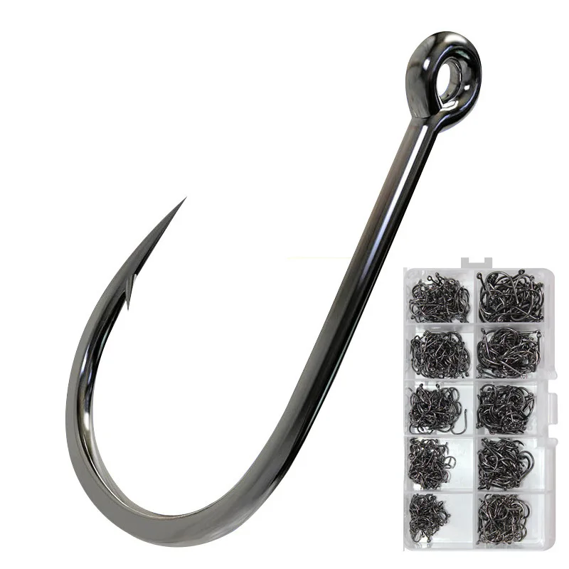 

Fishing Hooks 500Pcs Set Carbon Steel Single Circle Fishing Hook Fly Fishing Jip Barbed Carp Hooks Sea fishing Tackle With box