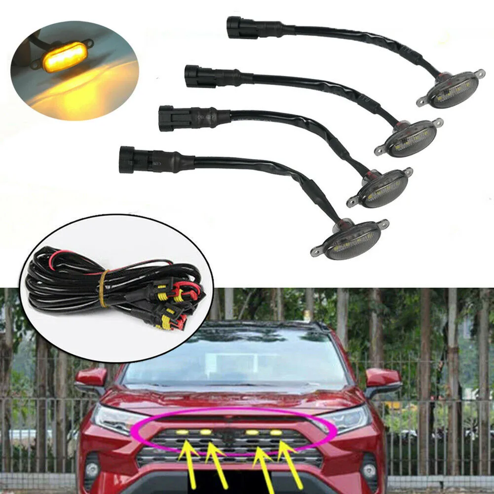 

Trim Grille DRL Running Lights Yellow Smoked Lens 4pcs ABS Plastic DRL