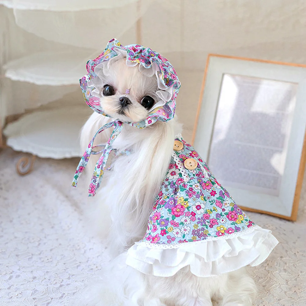 

Hot Sling Broken Flower Skirt Pet Dress Spring and Summer Dress Teddy Bommy Pony Dog Princess Dog Clothes Cute Jumpsuits