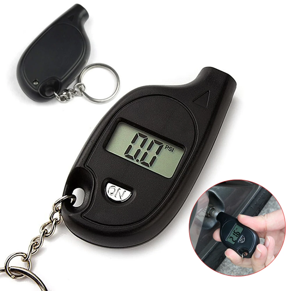 Mini Keychain Style Tire Gauge Digital Lcd Display Car Air Pressure Tester Meter Auto Motorcycle Safety Alar Dropshipping