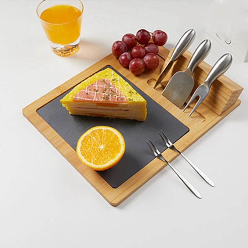 

Cheese Board Nan Bamboo Rock Board Cutlery Cup Set Eating Steak Western Tableware Cheese Board