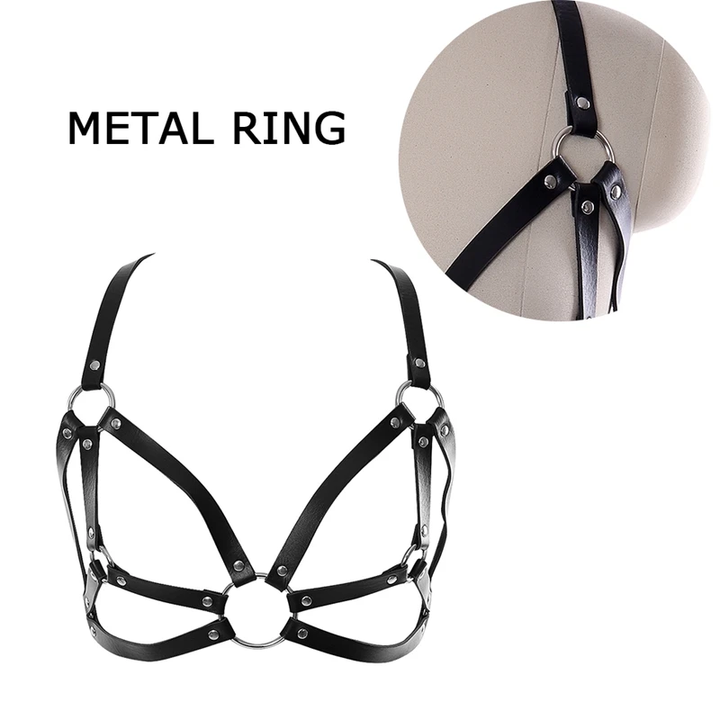 

Gothic Leather Harness Underwear Garter Belts Sexy Women Punk Comfortable Female Lingerie Bra Chest Bondage Cage Straps Lingerie