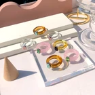 Кольца женские HUANZHI, прозрачные, акриловые, разноцветные, минималистичные, геометрические, для стразы, 2020