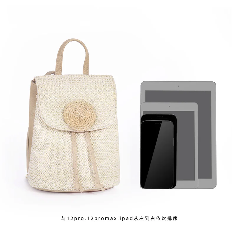 

Women Backpack Teen Girls 2021 Summer Beach Straw Weave Tassel Backpackk Female Casual Shoulder School Bag Mini messenger bag