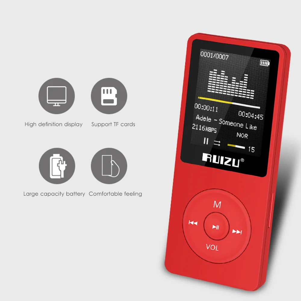 Ультратонкий музыкальный плеер RUIZU X02 100% оригинал английская версия MP3 с 8 Гб
