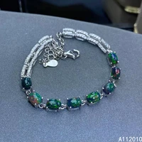 kjjeaxcmy fine jewelry 925 sterling silver inlaid black opal women hand bracelet fashion support detection