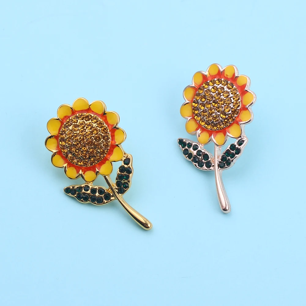 Эмалированная брошь в виде подсолнуха изящная желтая Золотая розовая Элегантная