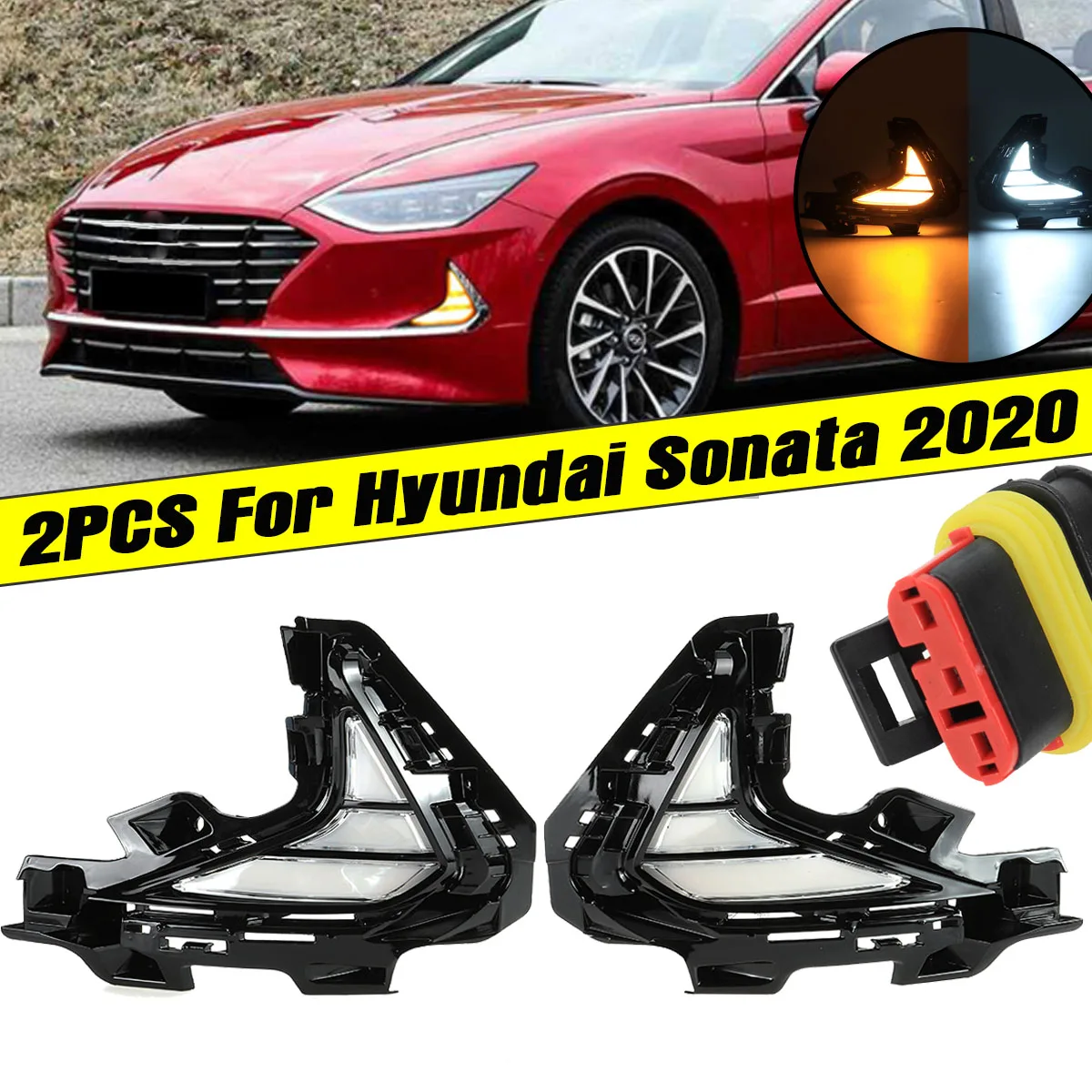 

2PCS Daytime Running Fog Lights LED DRL Headlight For Hyundai Sonata 2020