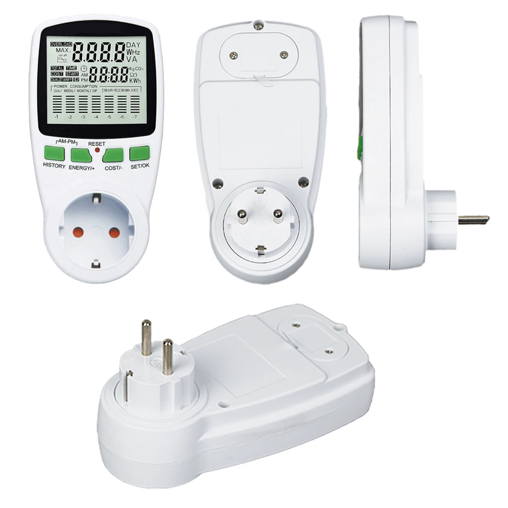 Digital LCD Energy Power Wattmeter Wattage Electricity Cost Diagram Monitor Electric Meter Measuring Outlet Analyzer | Обустройство