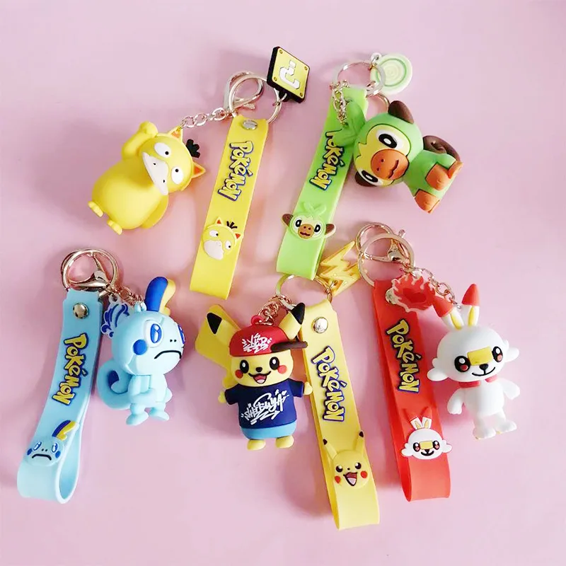 Hot Anime cartoon Pokemon key chain PVC cosplay Pikachu Snorlax Charizard cute novelty funny Pendant gifts children keyrings | Украшения и