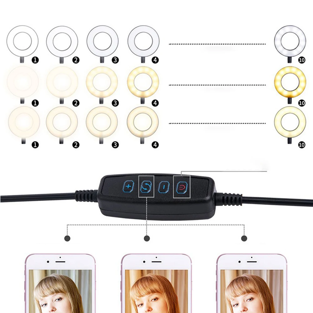 1 шт. Настольный гибкий USB LED кольцо для селфи вспышка для телефона Подставка держатель заполняющая лампа