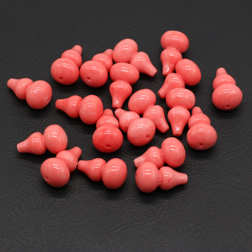 

10pcs Pink Artificial Coral Beads Gourd Shape Punching Coral Loose Beads for Making Jewelry DIY Necklace Bracelet 12x20mm