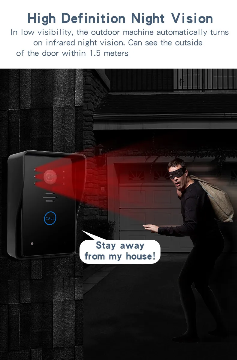 Видеодомофон 1200TVL умный беспроводной видеодомофон с Wi Fi 7 дюймов камера для входа