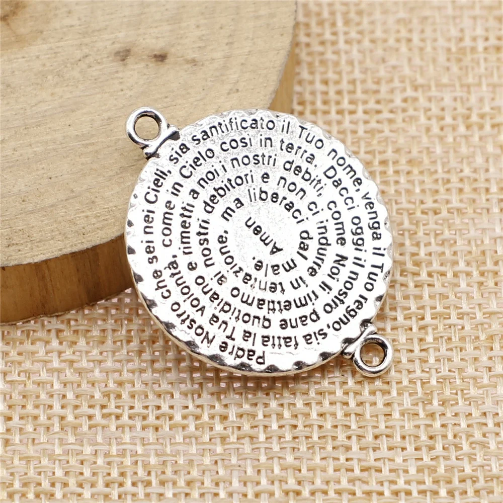 Круглые Подвески-соединители для бижутерии, серебристые аксессуары для бижутерии, 5 шт., 36 х28 мм