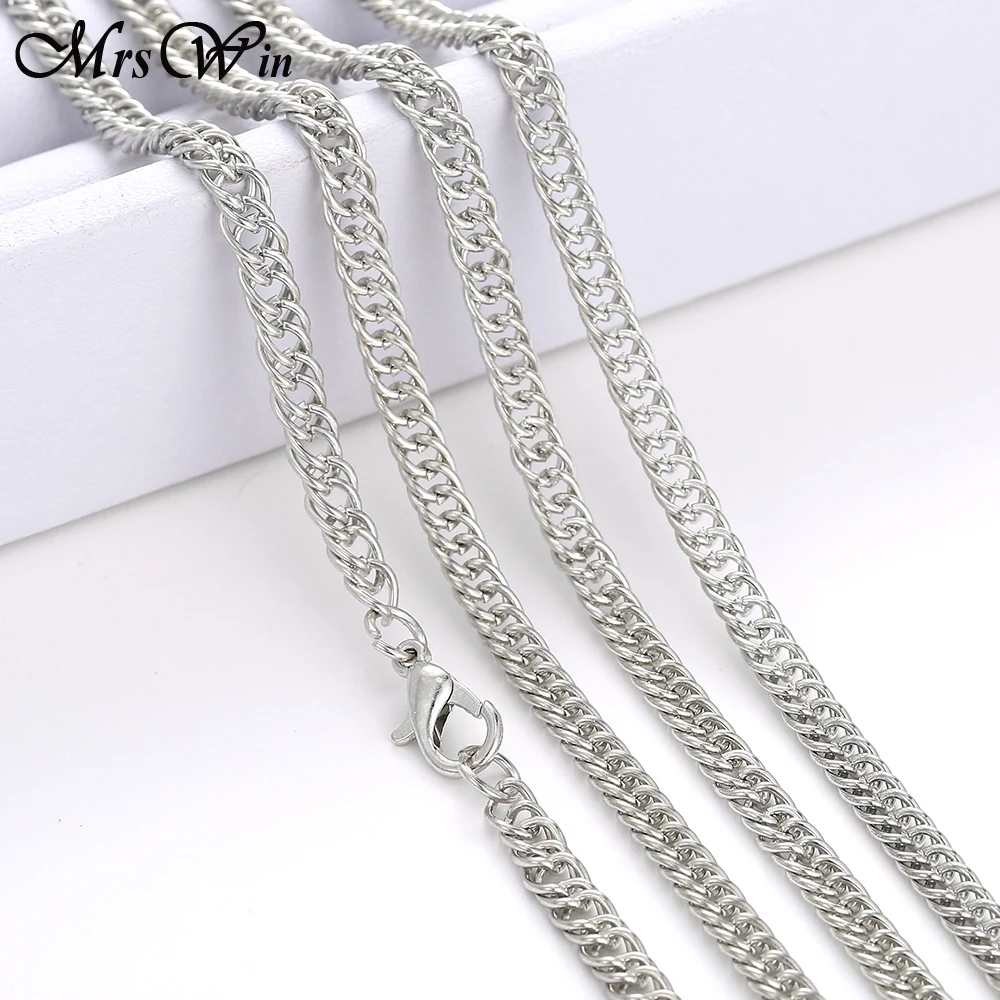 Цепочка с застежкой-карабином Посеребренная 60 см 10 шт./лот | Украшения и