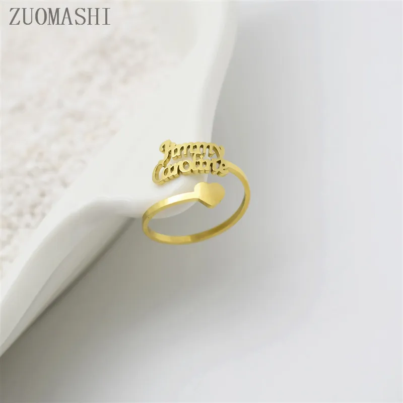 Изящное кольцо с именем на заказ штабелируемые кольца в форме сердца подарок