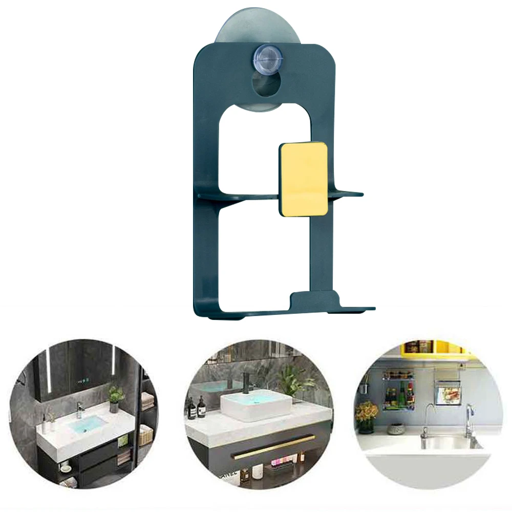 

Kitchen Sink Double-Deck Suction Cup Soap Rack Drainer Kitchen Sponge Rag Holder Debris Storage Tools Home Accessories