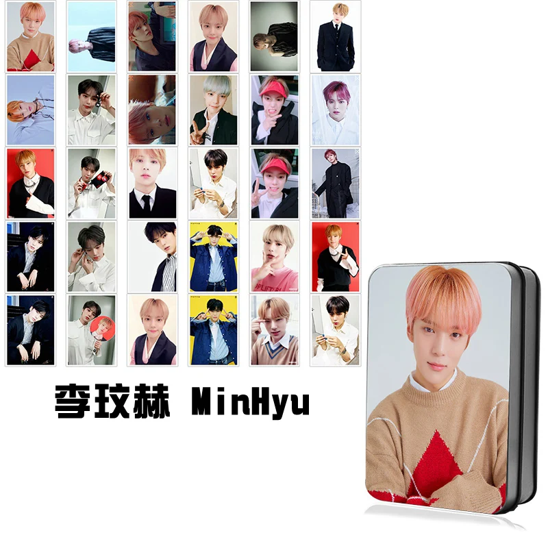 Kpop MONSTA X Shownu Won Ho Kihyun I.M Minhyuk фотография Поляроида Lomo карты Мода MONSTA X вентиляторы подарки металлический ящик 30 шт. карты