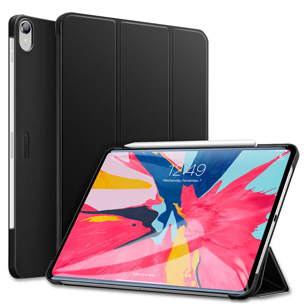 ESR Чехол для iPad Pro 11 крышка отделения для резинового масла искусственная кожа ультра тонкий светильник вес умный чехол прорезиненный чехол для iPad - Цвет: Black