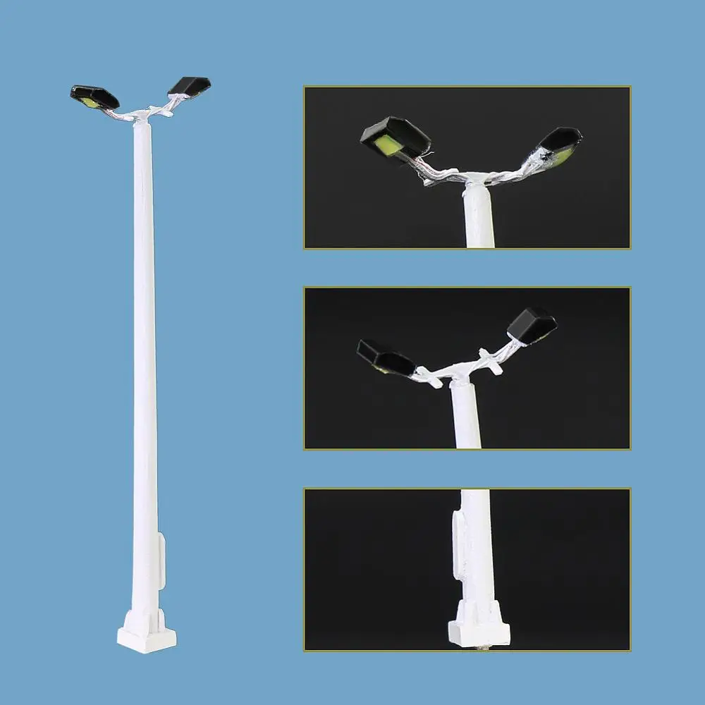 Модель железной дороги N Scale Plaza лэмпстолб с двумя светодиодами 6 см 1:150 уличные