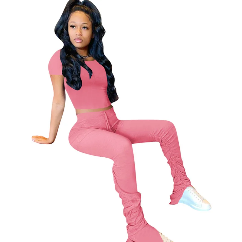 Женский модный однотонный хлопковый спортивный брючный комплект с коротким