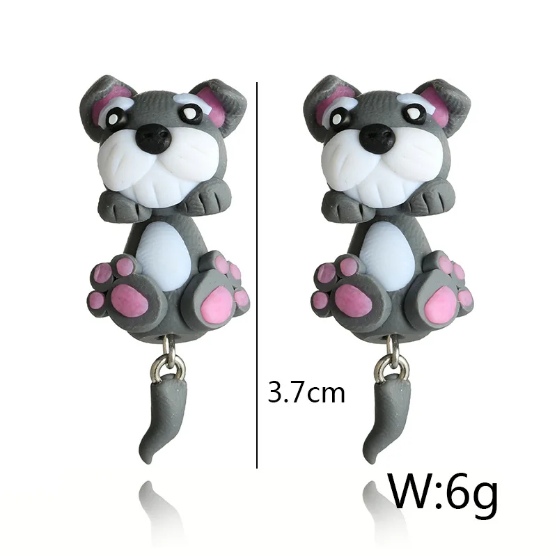 Евро-американский стиль милые трехмерные мягкие керамические серьги с животными