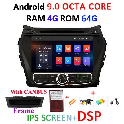 4G+ 64G 8 CORE 2 Din android 9,0 автомобильный dvd-плеер gps для hyundai IX45 Santa fe 2013 автомобильный радиоприемник Multiemdia obd2 dvr DAB ips DSP - Цвет: 4G64G IPSDSP CAN FRA