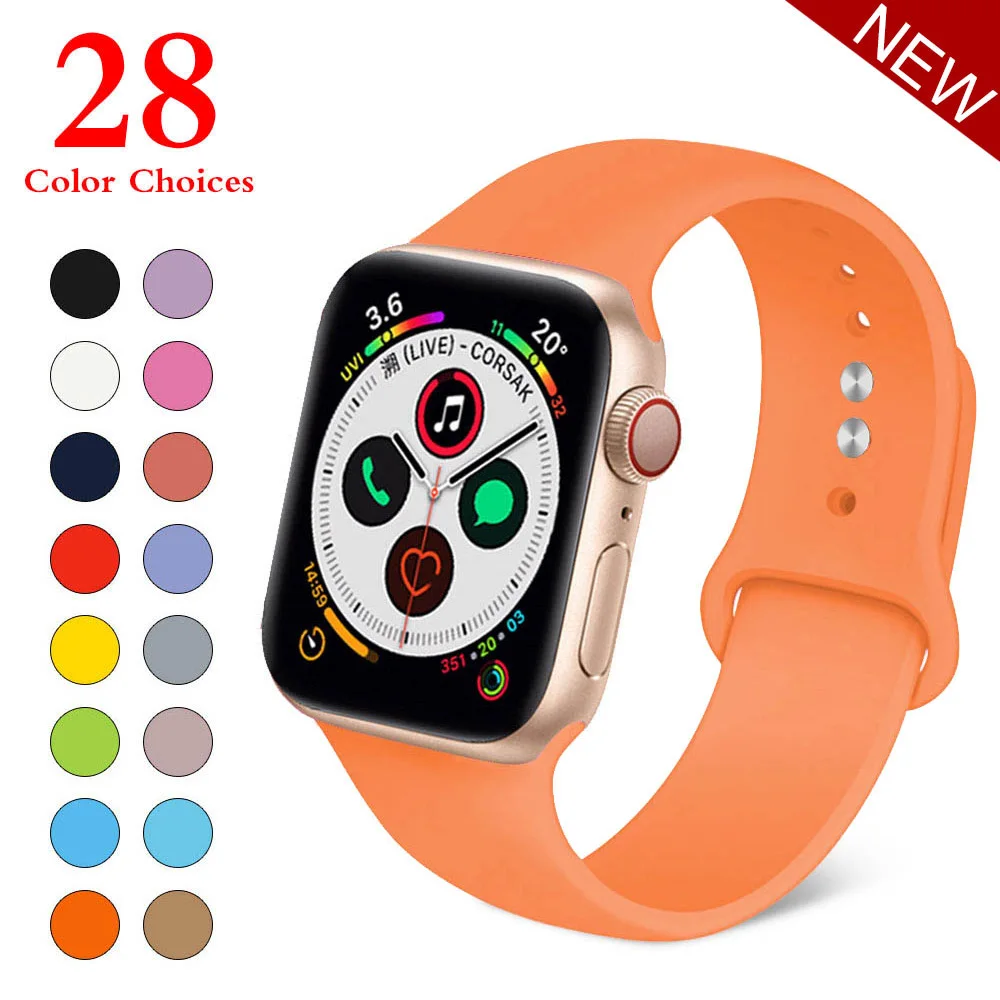 Спортивный мягкий силиконовый сменный ремешок 38 мм от mu sen для Apple Watch версии 1, 2, ремешок 42 мм на запястье, ремешок для iWatch Sport - Цвет ремешка: Papaya