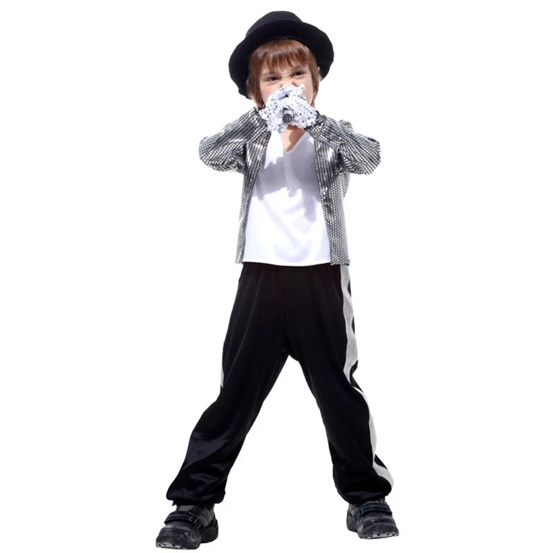 Серебристый крутой костюм Майка Джексона для мальчиков детский певицы на