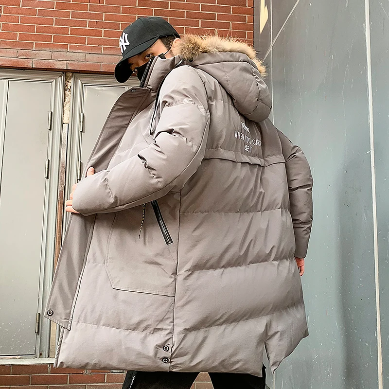 Winter Coat Men jacket Windbreaker Fur Hooded Thicken Jacket Men's Streetwear Hip hop Military Trench Long Parka