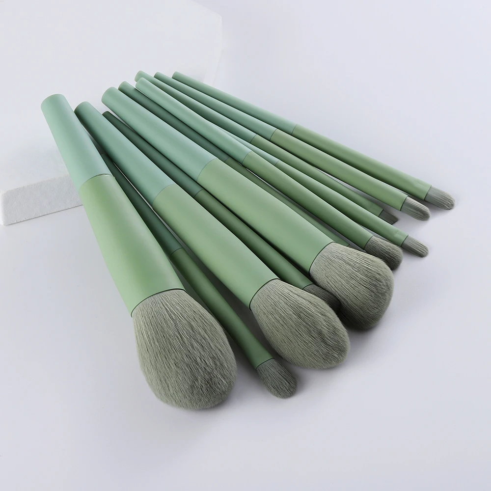 

New 11/8pcs Natural Hair Green Makeup Brushes Foundation Powder Eyeshadow Eyebrow Brush Set Cosmetic Tool Profesional Maquillaje