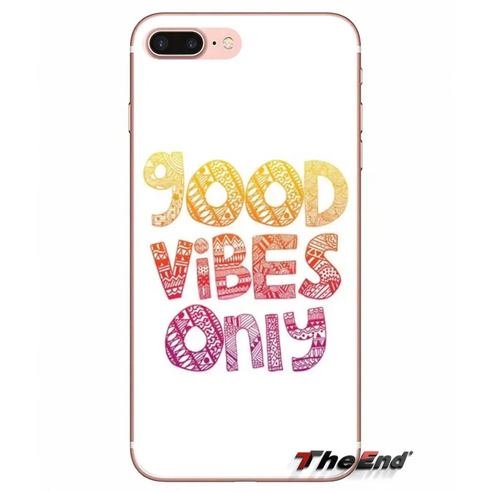 Для Samsung Galaxy J1 J2 J3 J5 J7 A3 A5 A7 2015 2016 2017 J330 J530 J730 цитаты good vibes only прозрачные мягкие чехлы