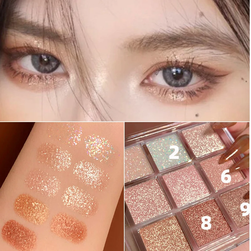 

FAICCIA Nine-color Matte Glitter Earth Color Eyeshadow Palette Diamond Sequin Pearlescent Eye Shadow Waterproof Make Up Set