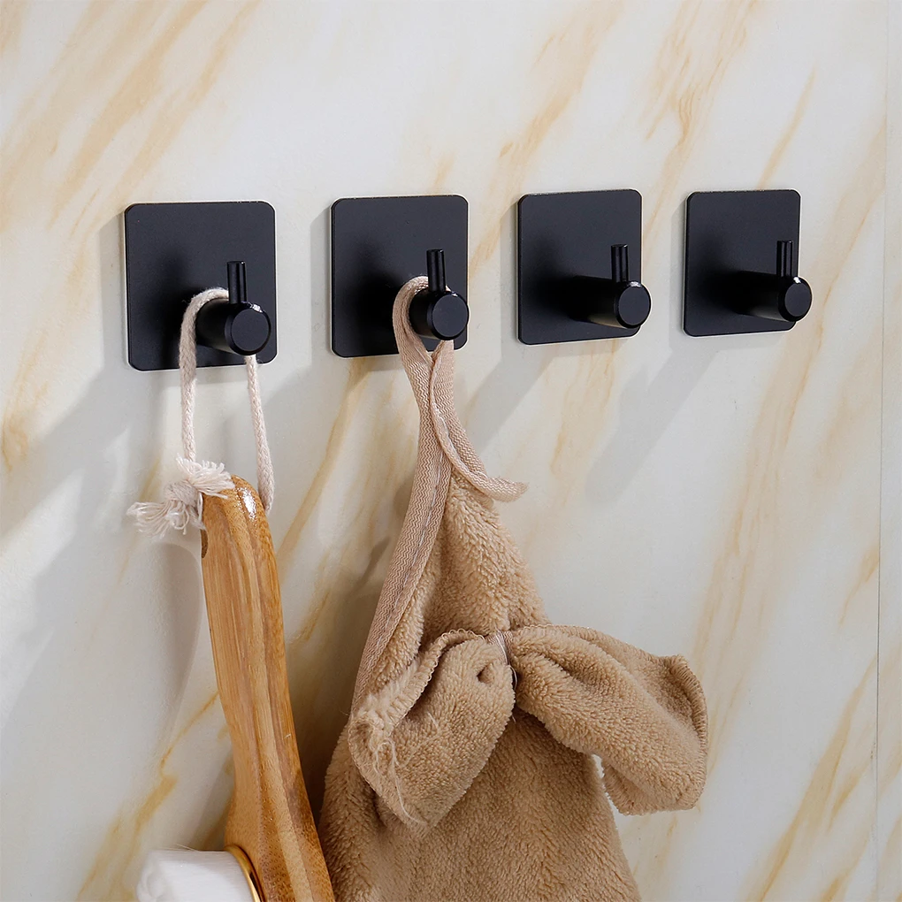 

4 Pieces Wall Mounted Robe Bath Towel Hook Traceless Hanger Bathroom Hanging Holder Handbag Clothes Rack Household