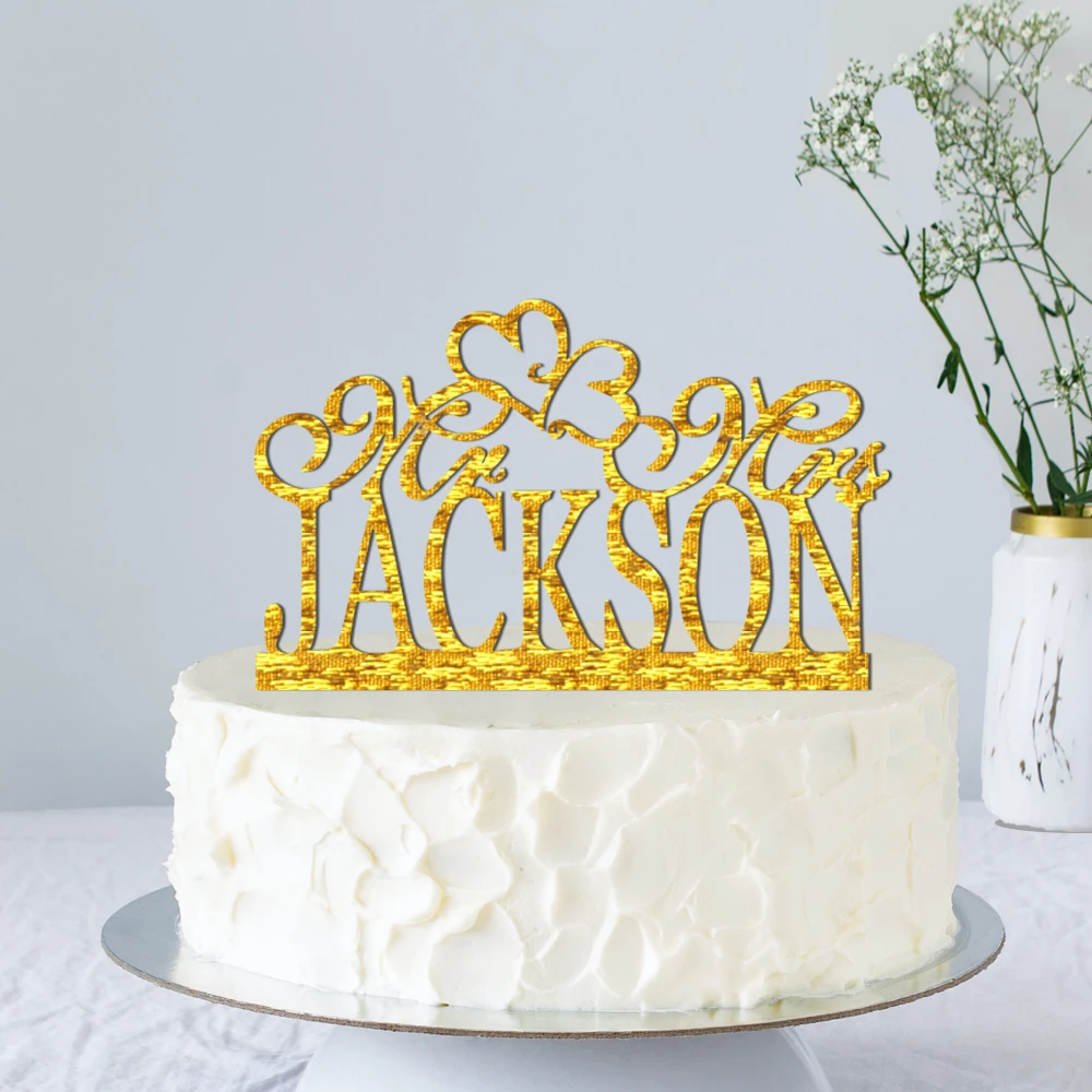 

Индивидуальный Топпер для торта с именем на заказ, топпер для торта на день рождения, персонализированный декор для пары, годовщины вечерни...