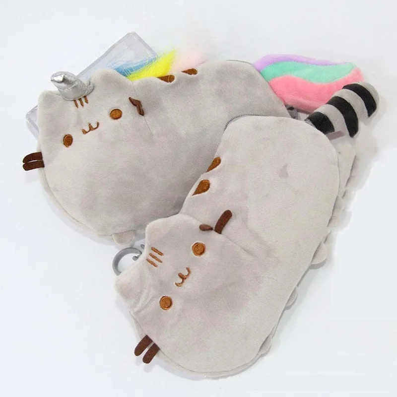 Короткий плюшевый Кошелек с рисунком кота 18x12 см милый мини кошелек на молнии