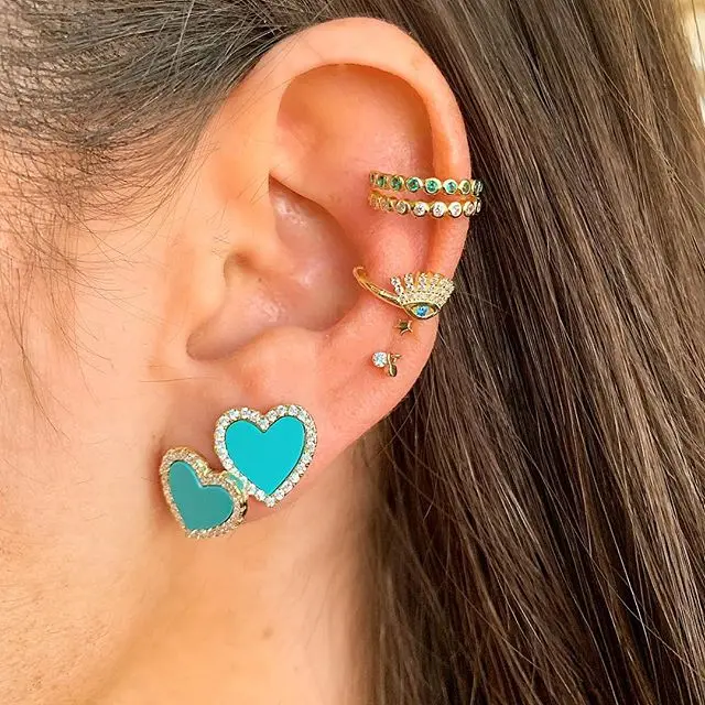 1 шт Позолоченные micro pave бирюзовый камень с Белый циркония Турецкий Дурной глаз