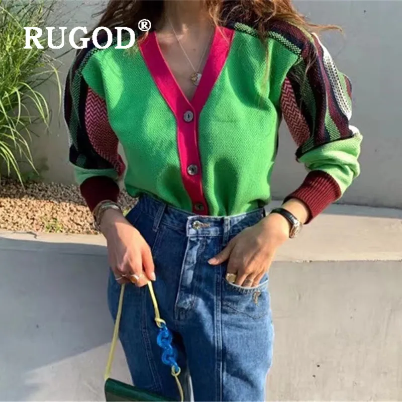 Женский винтажный кардиган RUGOD повседневный трикотажный однобортный Кардиган в