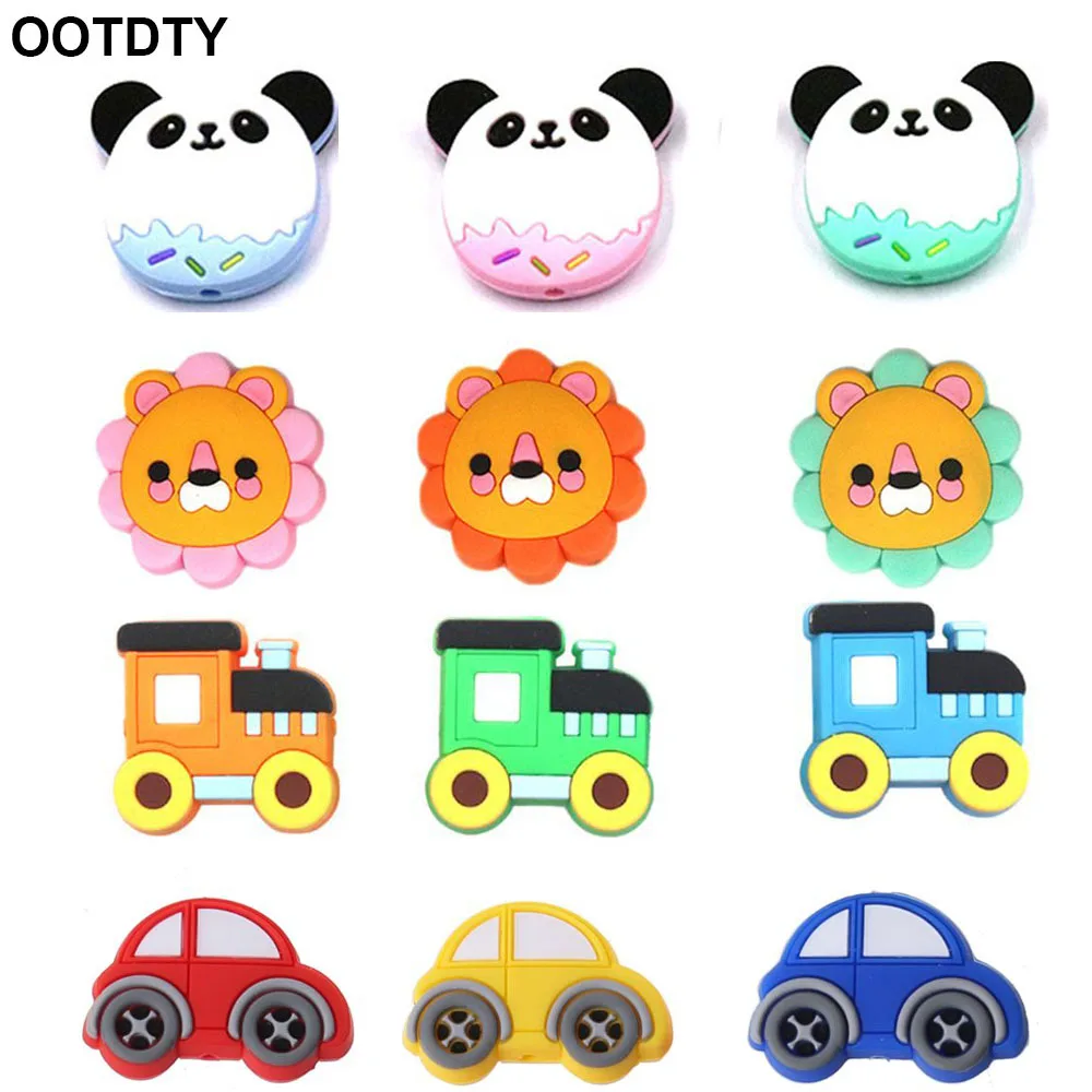 5 шт. силиконовые бусины мини прорезыватель для зубов панды автобуса Льва
