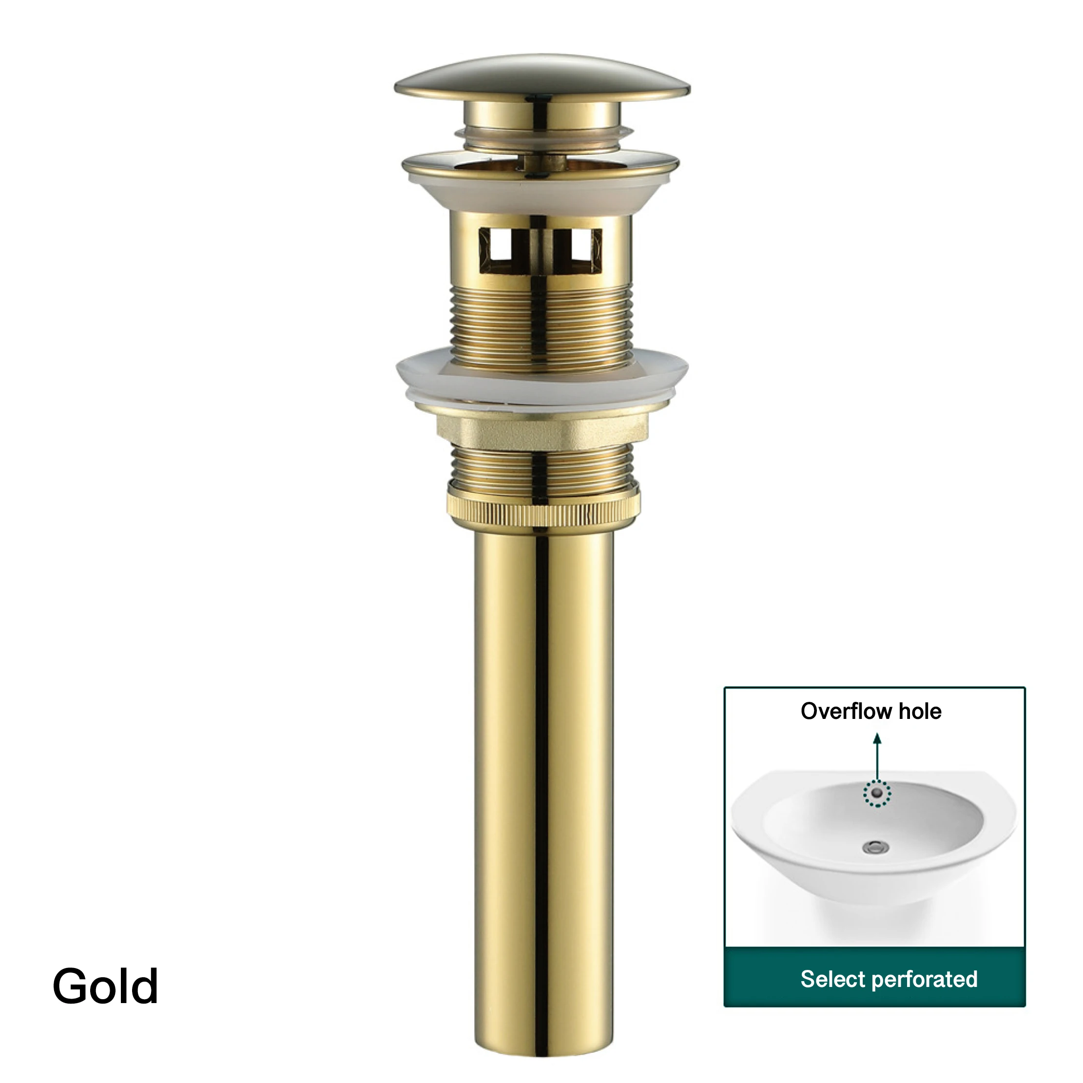 

Золотая латунная раковина со сливом Aitana