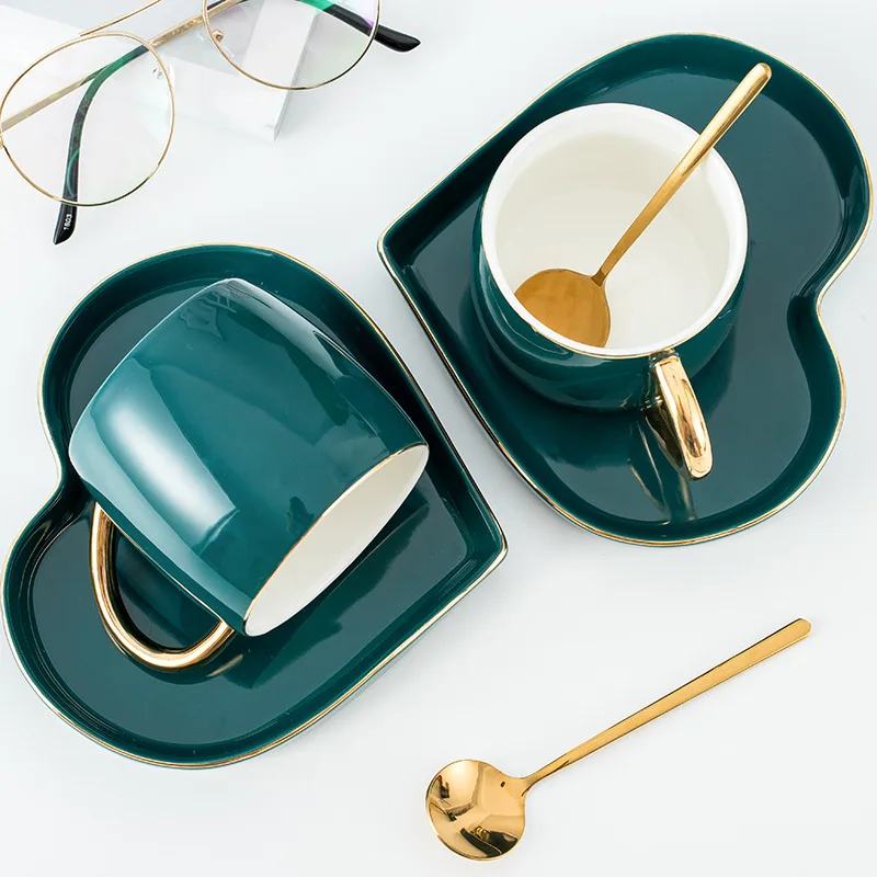 Роскошные керамические стаканы с ложкой для кофе молока|Кружки| |